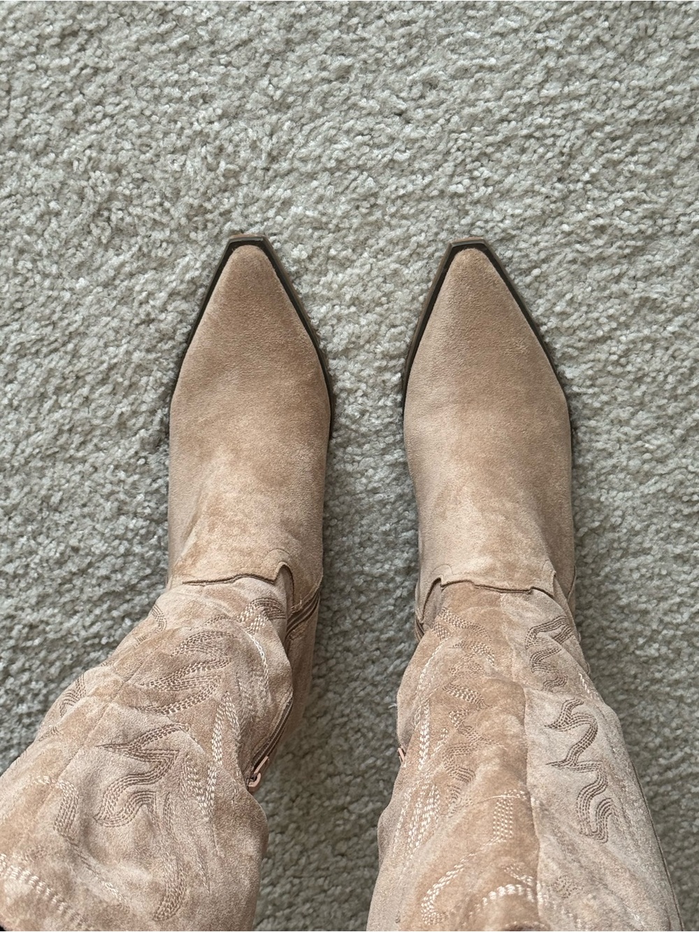 🔹 Taupe Suede Western Cowboy Boots • Women’s 8.5 - Picture 5 of 8